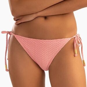 SHOSHANNA SWIMWEAR pink textured side tie bikini swim bottom size Small NWT